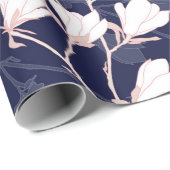 Magnoliumbloem naadloos patroon met witte bloem cadeaupapier (Rol Hoek)