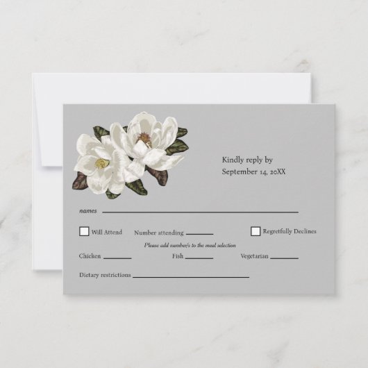 Magnoliumbloemen RSVP Kaartje (Voorkant)
