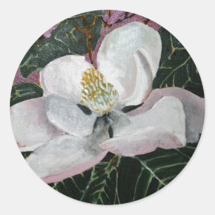 magnoliumbloemschilderij acrylwand ronde sticker