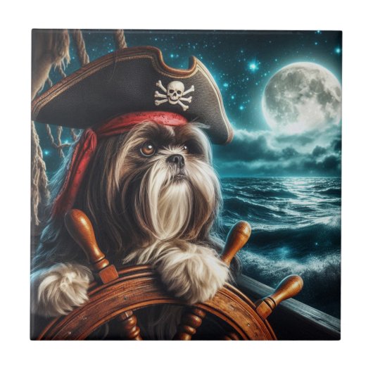 Magnum de Shih Tzu Pirate Tegel Tegeltje (Voorkant)