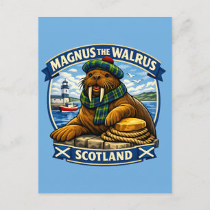 Magnus de Schotse minnende walrus aan de kust van  Briefkaart