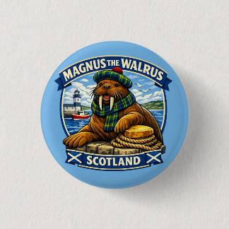 Magnus de Schotse minnende walrus aan de kust van Ronde Button 3,2 Cm