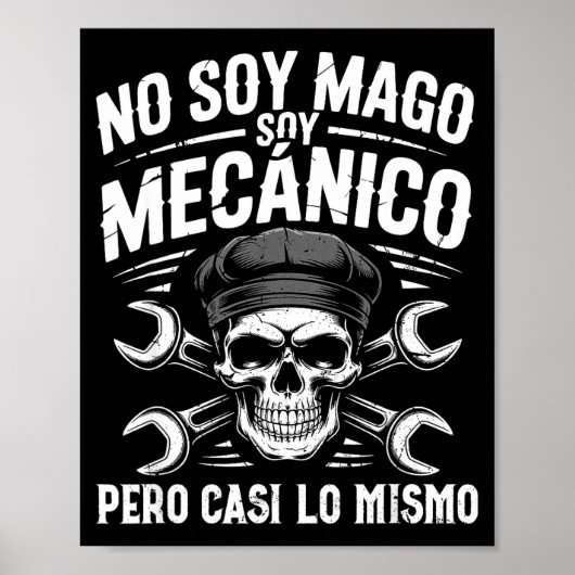 Mago Y Mecánico Funny Car Mechanic Skull Spanish V Poster (Voorkant)