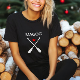 Magog Canada gekruiste peddel riemen esdoornblad d T-shirt