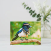 Magpie bedekt met sieraden en Pareltjes Feestdagenkaart (Staand voorkant)