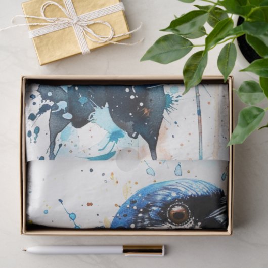 Magpie Bird Azure Whisper Decoupage Tissuepapier (Geschenk)