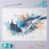 Magpie Bird Cerulean Charm Decoupage Tissuepapier (Craft)