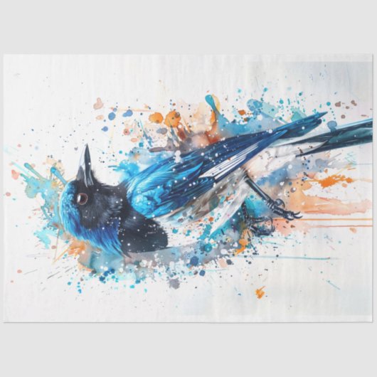 Magpie Bird Cerulean Charm Decoupage Tissuepapier (Voorkant)