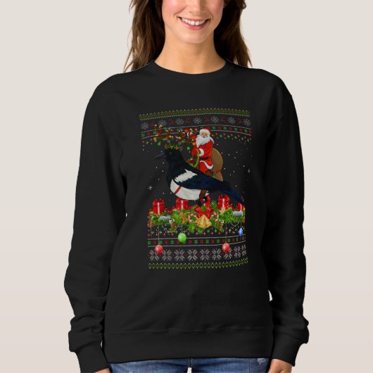 Magpie Bird  Ugly Santa Riding Magpie Christmas Trui (Voorkant)