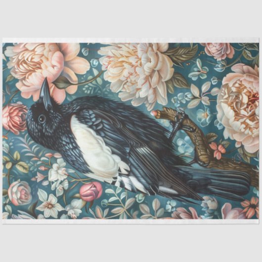 Magpie  Bloemen Achtergrond Decoupage Tissuepapier (Voorkant)
