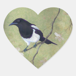 Magpie en Dogwood hart stickers