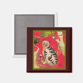 Magpie en tijger: Koreaanse Folk Art Magneet (Voorkant / Achterkant)