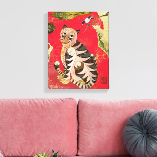 Magpie en tijger Koreaanse volkskunst Canvas Afdruk (Insitu (Woonkamer))