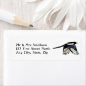 Magpie in Flight Bird Natuur Art Address Label (Insitu)