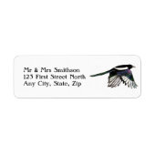 Magpie in Flight Bird Natuur Art Address Label (Voorkant)