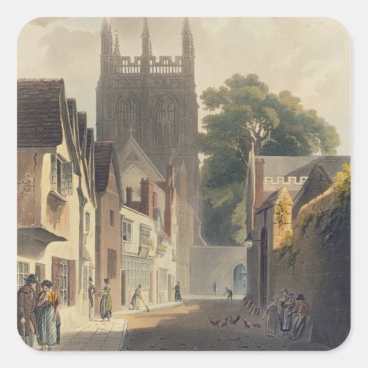 Magpie Lane, Oxford, illustratie van de 'Histor' Vierkante Sticker (Voorkant)