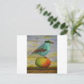 Magpie op een mango briefkaart (Staand voorkant)