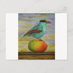 Magpie op een mango briefkaart