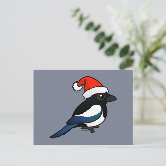 Magpie Santa Feestdagenkaart (Staand voorkant)