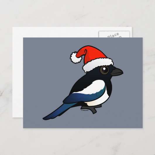 Magpie Santa Feestdagenkaart (Voorkant / Achterkant)