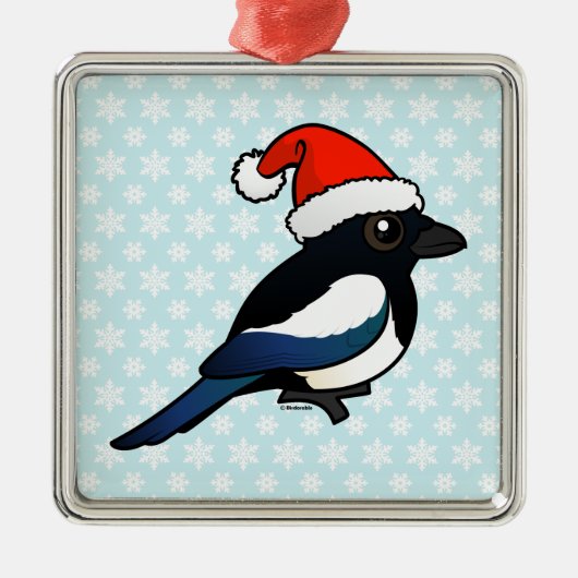 Magpie Santa Metalen Ornament (Voorkant)