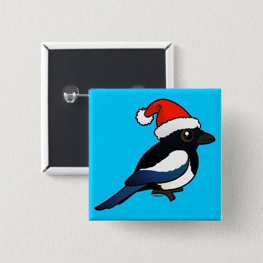 Magpie Santa Vierkante Button 5,1 Cm (Voorkant /achterkant)