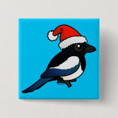 Magpie Santa Vierkante Button 5,1 Cm (Voorkant)