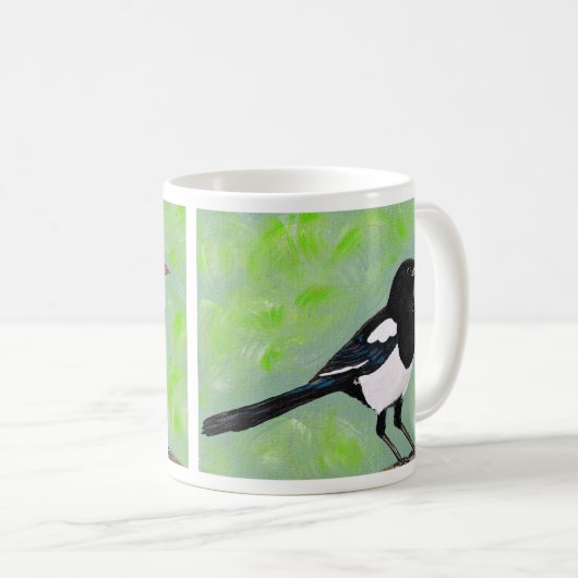 Magpie schilderij koffiemok (Voorkant rechts)