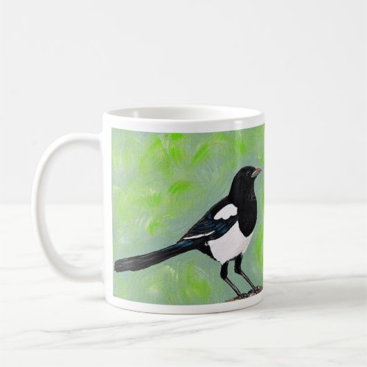 Magpie schilderij koffiemok (Links)