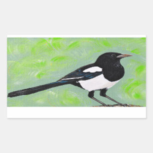 Magpie schilderij rechthoekige sticker