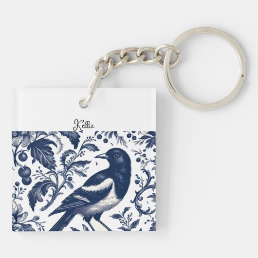 Magpie Toile Charm Custom Sleutelhanger (Achterkant)