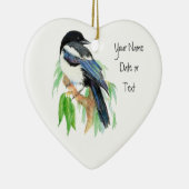 Magpie, Versiering om aan te passen, Vogel, Natuur Keramisch Ornament (Rechts)