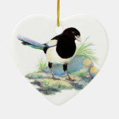 Magpie, Versiering om aan te passen, Vogel, Natuur Keramisch Ornament (Achterkant)