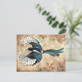 Magpie Watercolor Briefkaart (Staand voorkant)
