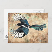 Magpie Watercolor Briefkaart (Voorkant / Achterkant)