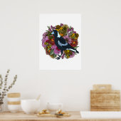 Magpie Wildflower Spring Garden Poster (Keuken)