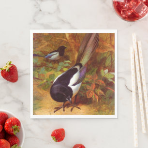 Magpies, beeldende kunst schilderen, servet