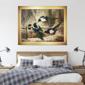 Magpies rond een dood Vrouw auerhoen Canvas Afdruk (Insitu (Slaapkamer))