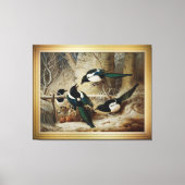 Magpies rond een dood Vrouw auerhoen Canvas Afdruk (Voorkant)