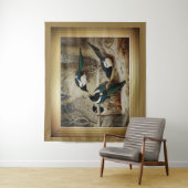 Magpies rond een dood Vrouw auerhoen Wandkleed (In situ)