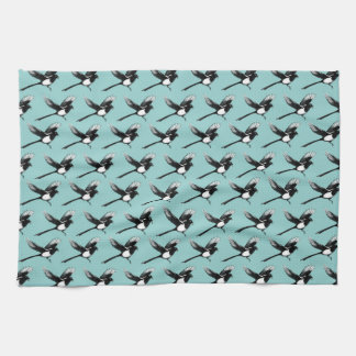 Magpies Tea Towel blue Theedoek