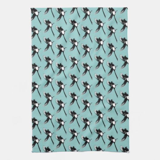 Magpies Tea Towel blue Theedoek (Verticaal)