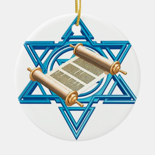 Maguen David Torah Keramisch Ornament (Voorkant)