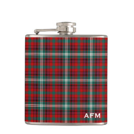 Maguire Tartan Monogram Helder Rood en Groen Plaid Heupfles
