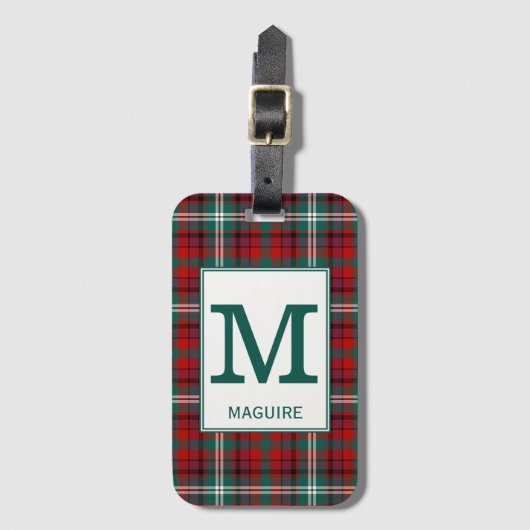 Maguire Tartan Red en Groen Patroon Bagagelabel (Voorkant (verticaal))
