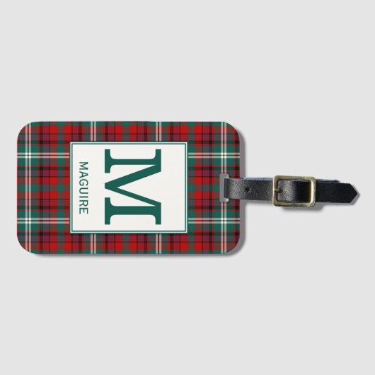 Maguire Tartan Red en Groen Patroon Bagagelabel (Voorkant (horizontaal))