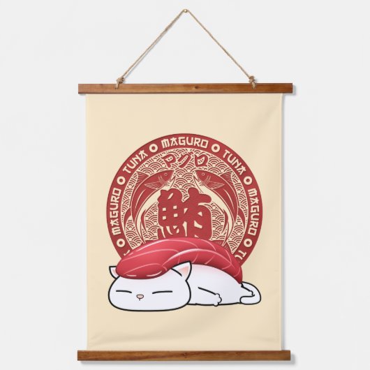 Maguro Tuna Sushi Cat Hangend Wandkleed (Voorkant)