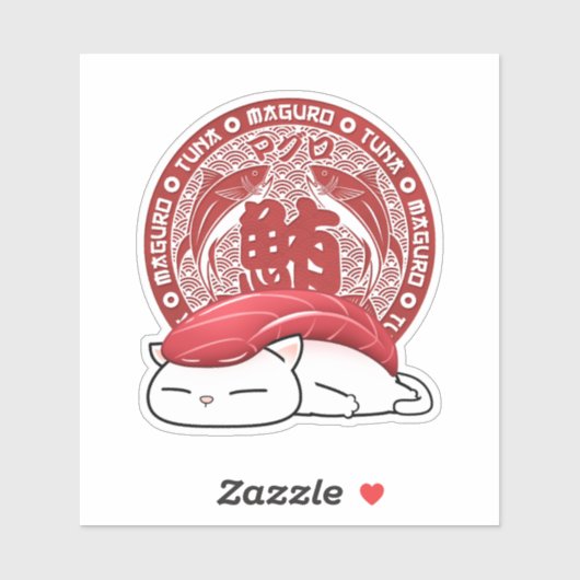 Maguro Tuna Sushi Cat Sticker (Vel)