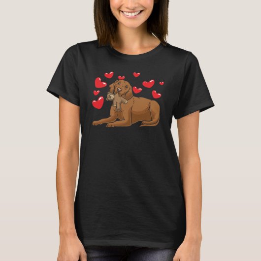 Magyar Vizsla Dog met opgezette dieren en harten T-shirt (Voorkant)