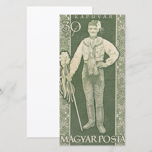 Magyarische postzegel bedankkaart (Voorkant / Achterkant)